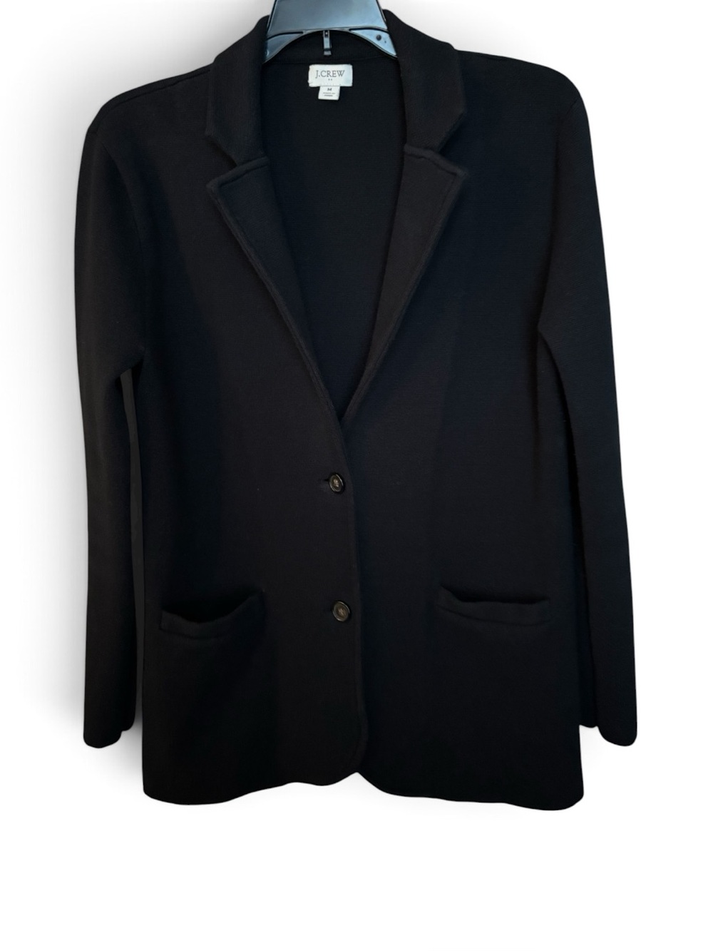 J. Crew Black Knit Sweater Blazer 100% Cotton Size M